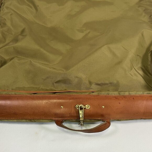 Vtg Hartmann Hanging Garment Bag Nylon w/ Belting Leather Trim Luggage Travel - Picture 9 of 16